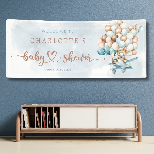 We Can Bearly Wait!  Balloons Baby Shower Welcome Banner (We can bearly wait baby shower welcome banner, personlized banner)