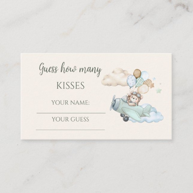 We Can Bearly Wait Bear Aeroplane How Many Kisses Enclosure Card (Front)
