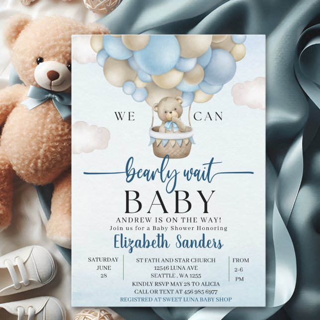We can Bearly wait - Bear Baby Shower Boy Invitation (Creator Uploaded)