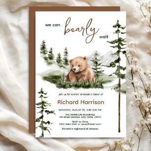 We can bearly wait bear baby shower invitation