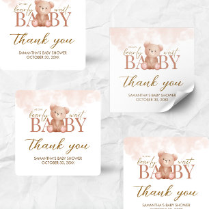 We Can Bearly Wait Bear Baby Shower Square Sticker