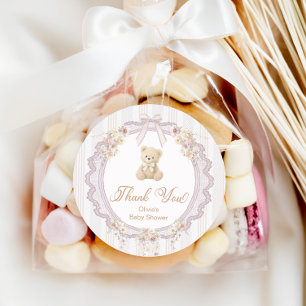 We Can Bearly Wait Bear Baby Shower Thank You Classic Round Sticker