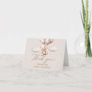 We Can Bearly Wait Bear Balloons Baby Shower Thank You Card