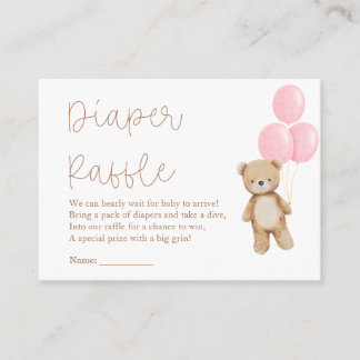 We Can Bearly Wait Bear Balloons Diaper Raffle Enclosure Card
