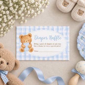 We Can Bearly Wait Bear Boy Baby Diaper Raffle Card