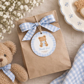 We Can Bearly Wait Bear Boy Baby Shower Favour Tags
