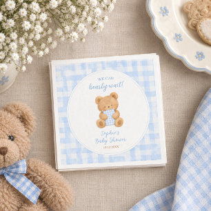 We Can Bearly Wait Bear Boy Baby Shower Napkin