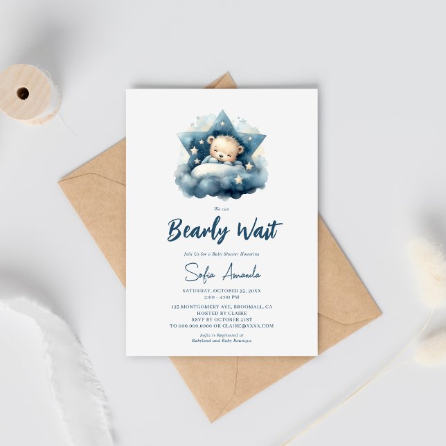 We can bearly wait Bear Night Baby Shower Invitation (Creator Uploaded)