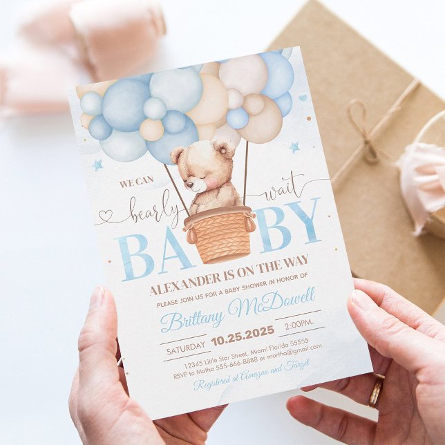 We Can Bearly Wait Bear Theme Baby Shower Invitation (Creator Uploaded)