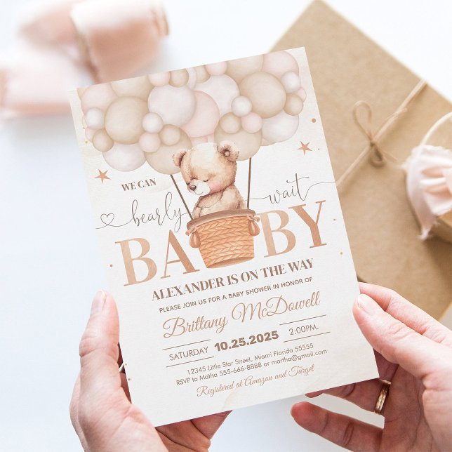 We Can Bearly Wait Bear Theme Baby Shower Invitation (Creator Uploaded)