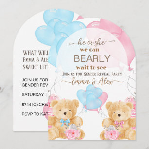 We can bearly wait Bear Theme Gender Reveal Invitation
