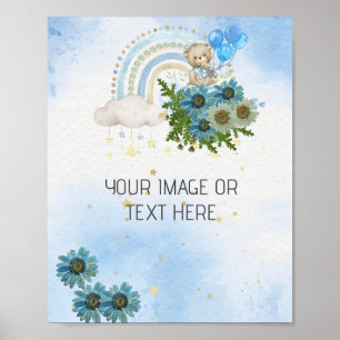 We can bearly wait beary boho rainbow Blank DIY Poster