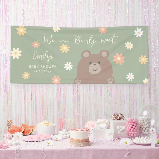 We Can Bearly Wait Beary Cute Baby Shower Welcome Banner (Party)