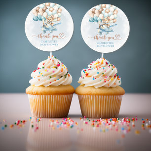 We Can Bearly Wait Blue Balloons Baby Shower Classic Round Sticker