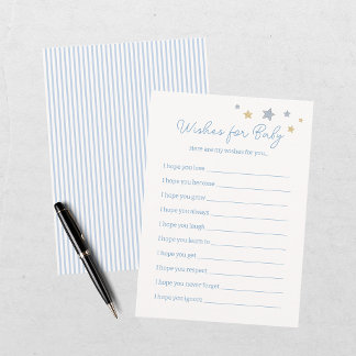 We Can Bearly Wait Blue Boy Baby Shower Game Enclosure Card
