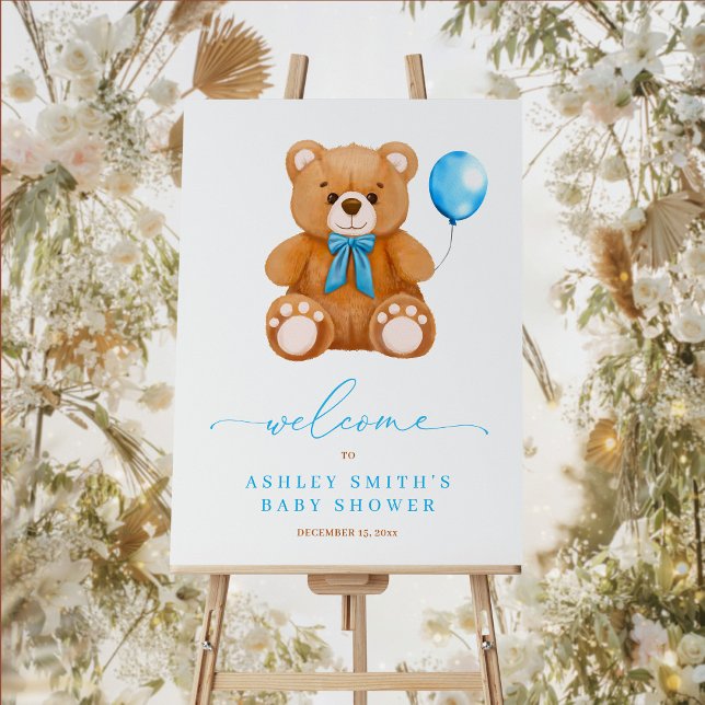 We Can Bearly Wait Blue Boy Baby Shower Sign (Creator Uploaded)