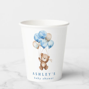 We Can Bearly Wait Blue Boy Bear Baby Shower Paper Cups