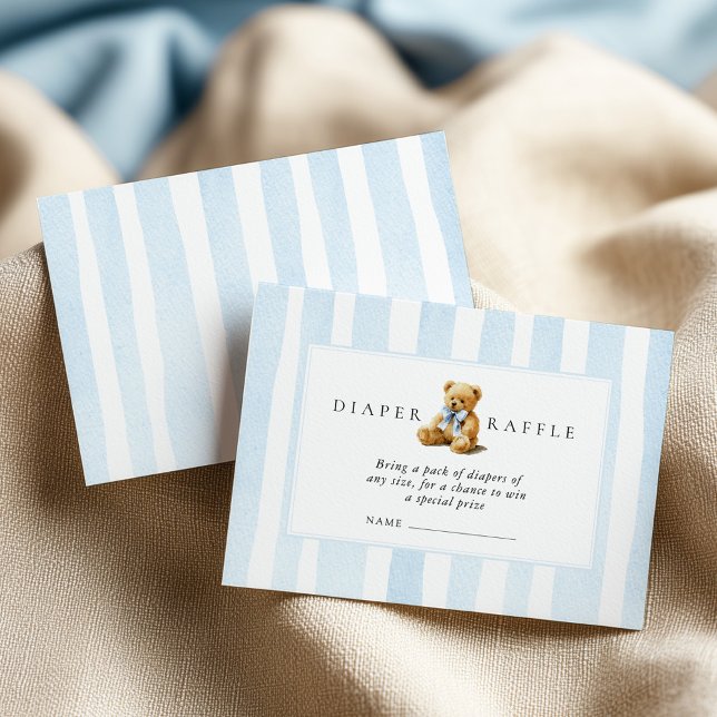 We Can Bearly Wait Blue Diaper Raffle Enclosure Card (Creator Uploaded)