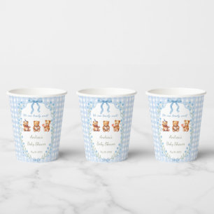 We Can Bearly Wait Blue Gingham Baby Shower  Paper Cups