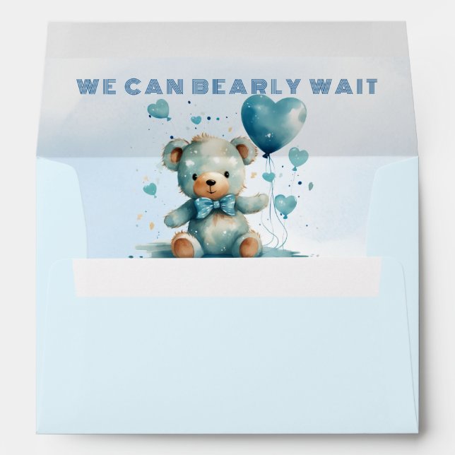 We can bearly wait Blue Teddy Bear Envelope (Back (Bottom))