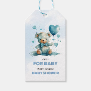 We Can Bearly Wait Blue Teddy Bear Gift Tags