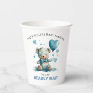 We can bearly wait Blue Teddy Bear Paper Cups