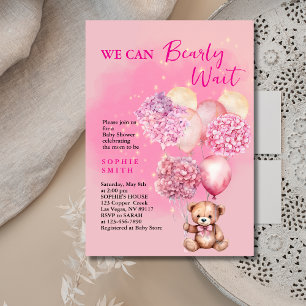 We can bearly wait blushing hydrangea baby shower invitation