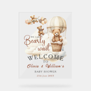 We Can Bearly Wait Boho Gender Neutral Acrylic Sign