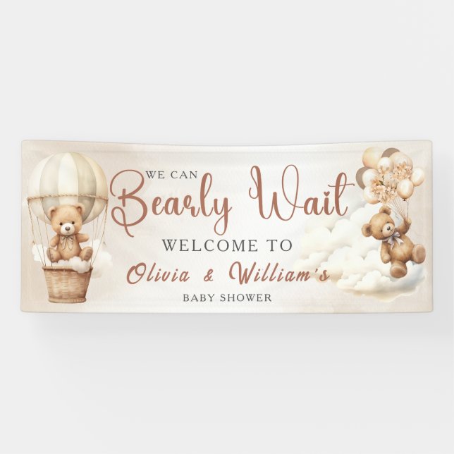 We Can Bearly Wait Boho Gender Neutral Baby Shower Banner (Horizontal)