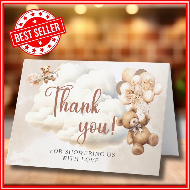 We Can Bearly Wait Boho Gender Neutral Baby Shower Thank You Card (Creator Uploaded)