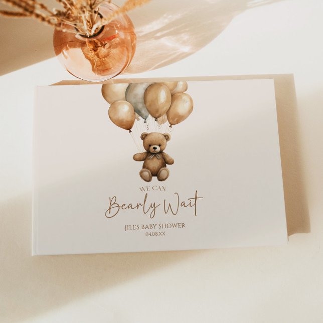 We Can Bearly Wait Boho Teddy Bear Baby Shower Guest Book (Creator Uploaded)