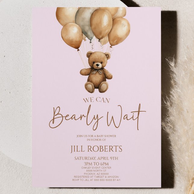We Can Bearly Wait Boho Teddy Bear Baby Shower Invitation (Creator Uploaded)