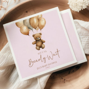 We Can Bearly Wait Boho Teddy Bear Baby Shower Napkin