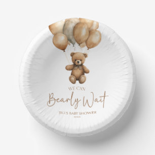 We Can Bearly Wait Boho Teddy Bear Baby Shower Paper Plate
