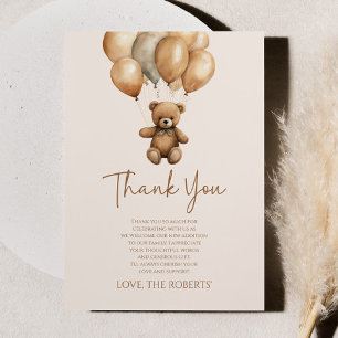 We Can Bearly Wait Boho Teddy Bear Baby Shower Thank You Card