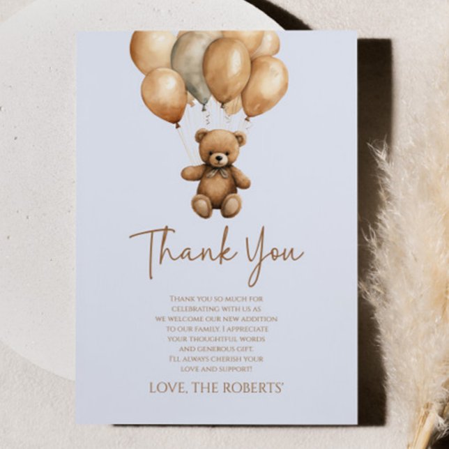 We Can Bearly Wait Boho Teddy Bear Baby Shower Thank You Card (Creator Uploaded)