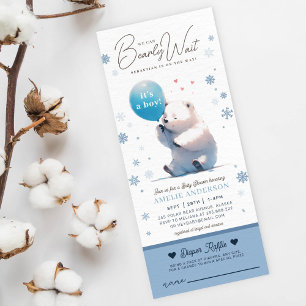 We Can Bearly Wait Boy Baby Shower diaper raffle Invitation