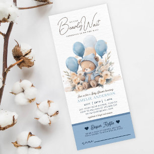 We Can Bearly Wait Boy Baby Shower diaper raffle  Invitation