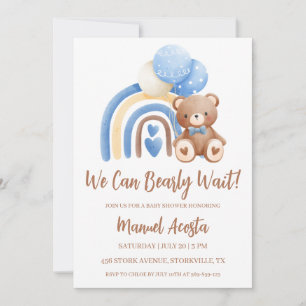 We Can Bearly Wait Boy Baby Shower Invitation
