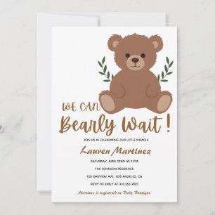 We Can Bearly Wait Boy Baby Shower Invitation
