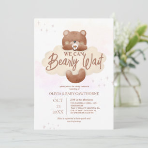 We Can Bearly Wait Boy Baby Shower Invitation