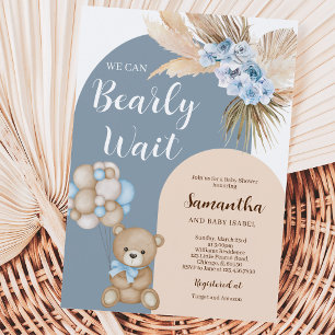 We Can Bearly Wait Boy Baby Shower Invitation