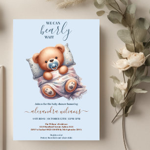 We Can Bearly Wait Boy Baby Shower Invitation