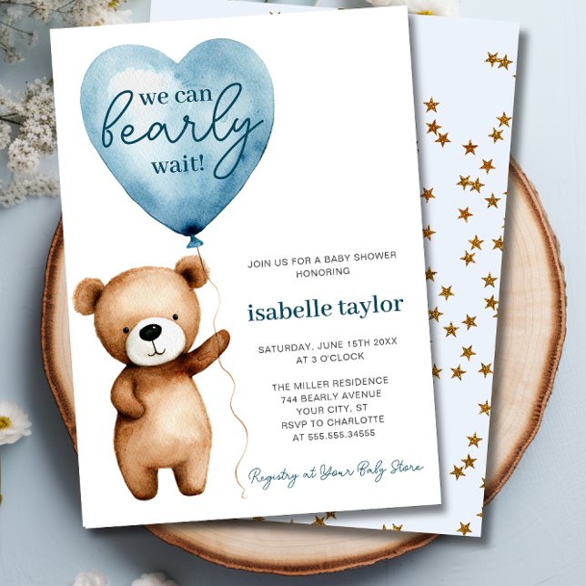 We Can Bearly Wait Boy Baby Shower Invitation (We Can Bearly Wait Boy Baby Shower Invitation)