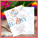 We Can Bearly Wait Boy Baby Shower Invitation<br><div class="desc">Introducing our Blue Boy Bear Cub "We Can Bearly Wait" Baby Shower Invitation, a charming and adorable way to invite your loved ones to celebrate the upcoming arrival of your baby boy. This baby shower invitation features an endearing bear cub design in blue and the heartwarming phrase "We Can Bearly...</div>