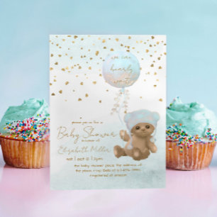 We Can Bearly Wait Boy Baby Shower Invitation