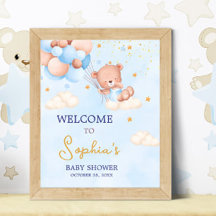 We Can Bearly Wait, Boy Baby Shower Poster