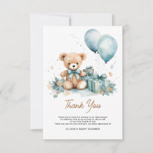 We Can Bearly Wait Boy Baby Shower Thank You Card