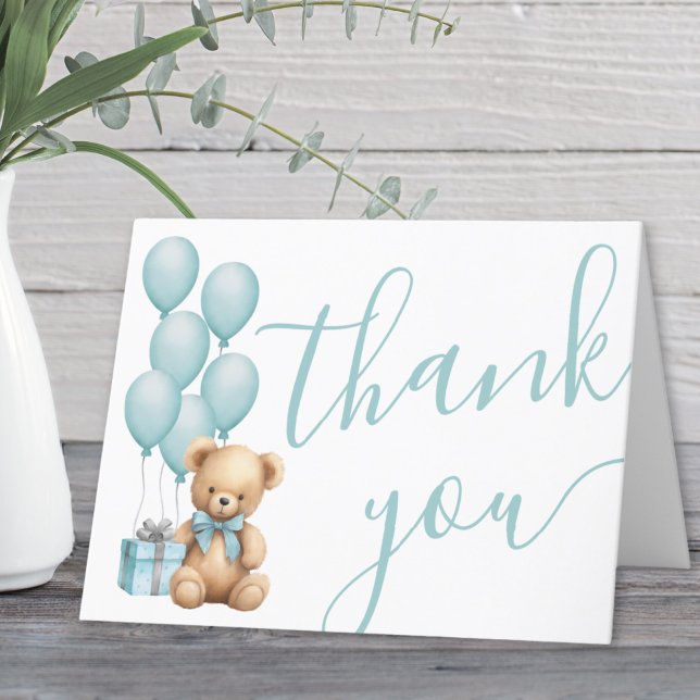 We Can Bearly Wait Boy Baby Shower Thank You Card (We Can Bearly Wait Boy Baby Shower Thank You Card )