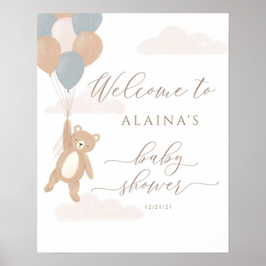 We Can Bearly Wait Boy Baby Shower Welcome Sign Au